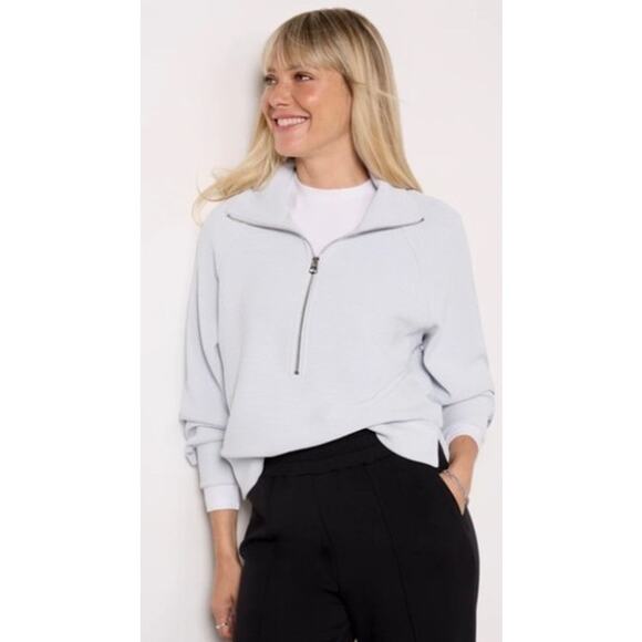 Varley Tops - VARLEY Milano Half Zip Sweat Textured Cropped Pullover Sweatshirt Size XS